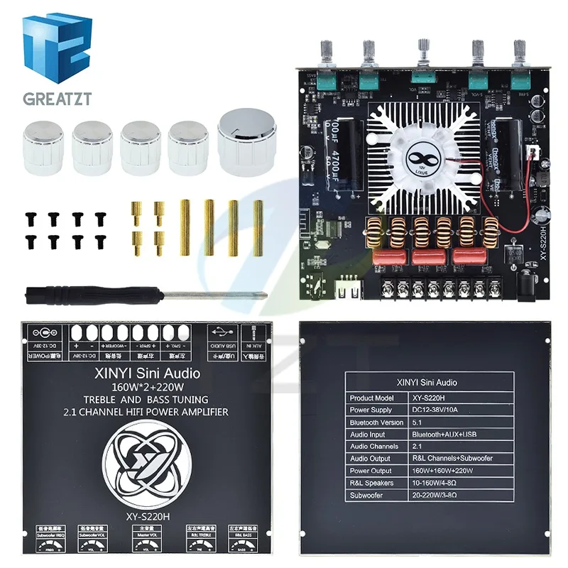 Фото XY-S220H 160W*2+220W TDA7498 Bluetooth-плата усилителя мощности для сабвуфера, 2.1-канальная Hi-Fi аудиоплата усилителя мощности класса D №4