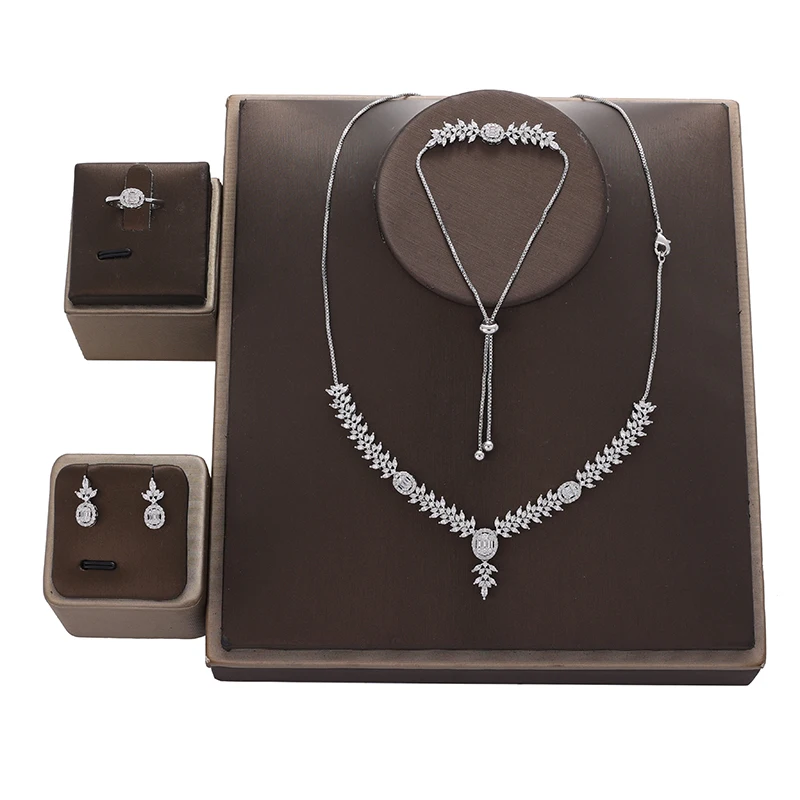 

Jewelry Set HADIYANA New Round Necklace Bracelet Ring Earring Elegant Bridal Romantic Wedding Zircon Set CN3345 Bijoux Mariage