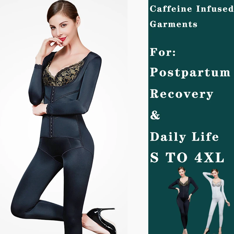 

Женское послеродовое Корректирующее белье, боди с длинным рукавом, Корректирующее белье для всего тела, компрессионное белье для похудения...