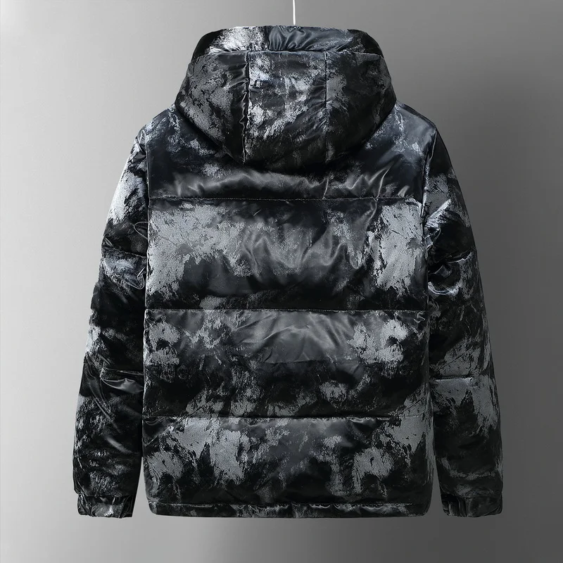 2022 New Style Couple Fashion Snowflake Down Coat for Men Winter White Duck Down Short Loose Men's Korean Coat