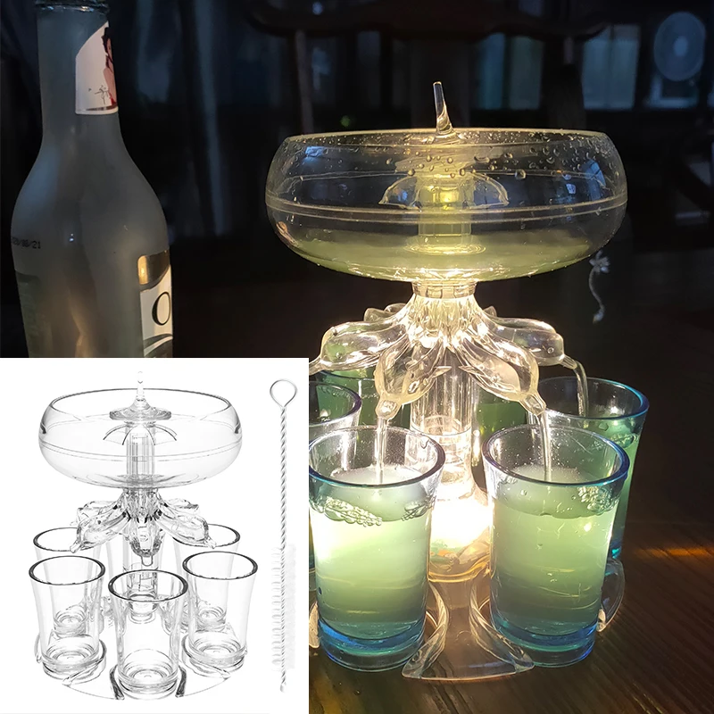 

6 Shot Glass Dispenser Holder For Wine Whisky Beer, Drinking Games Tools For Home Party Bar Shot Glass Set Plexiglass