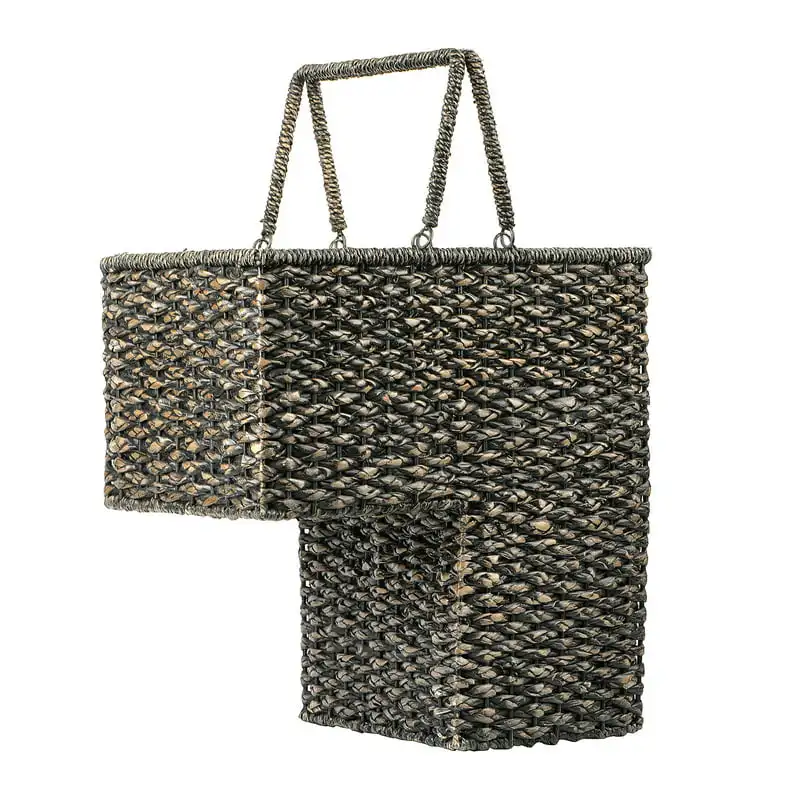 

free shipping Creative Co-Op Bangkuan & Rattan Black Stair Basket with handle