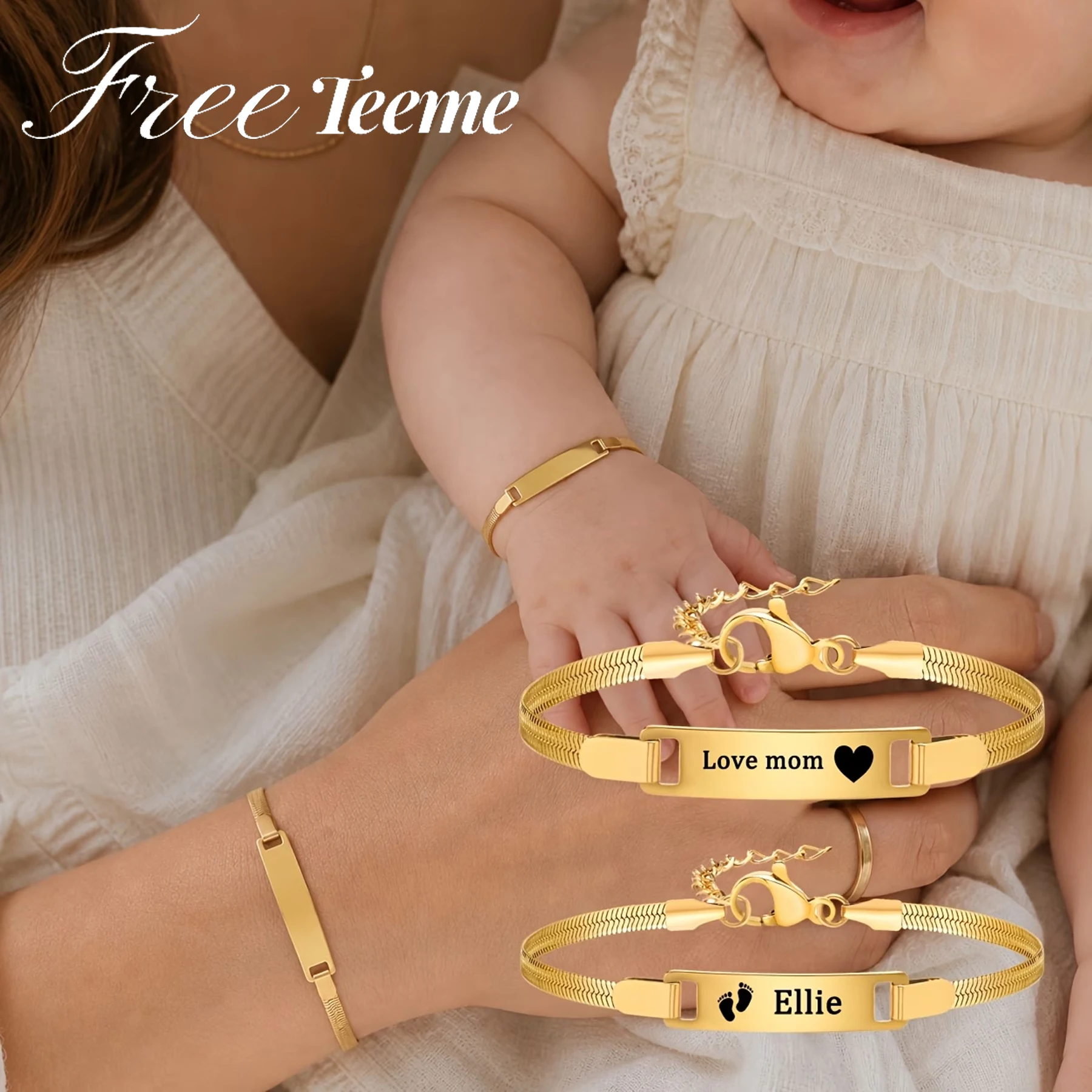 Фото Браслет Freeteeme с гравировкой имени для женщин, из нержавеющей стали, с индивидуальными буквами, цепочка-лезвие, ювелирные украшения, подарки №1
