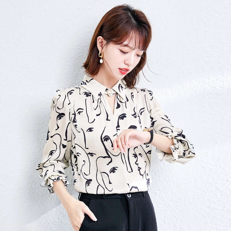 

Шифоновая женская блузка свободная рубашка для девочек модный Повседневный Топ с длинным рукавом летняя женская одежда в Корейском стиле с...