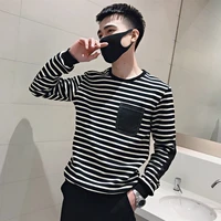 lounge wear long sleeved round neck striped sweatshirt spring and autumn pullover color block sports top harajuku mens clothing