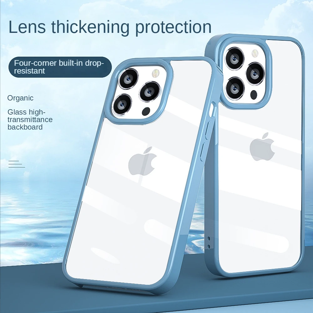 

Soft Silicone Frame Camera Protective Shock Mount for iPhone 14, 13, 12, 11 Pro Max X XR XS, 7, 8 Plus, Transparent Case