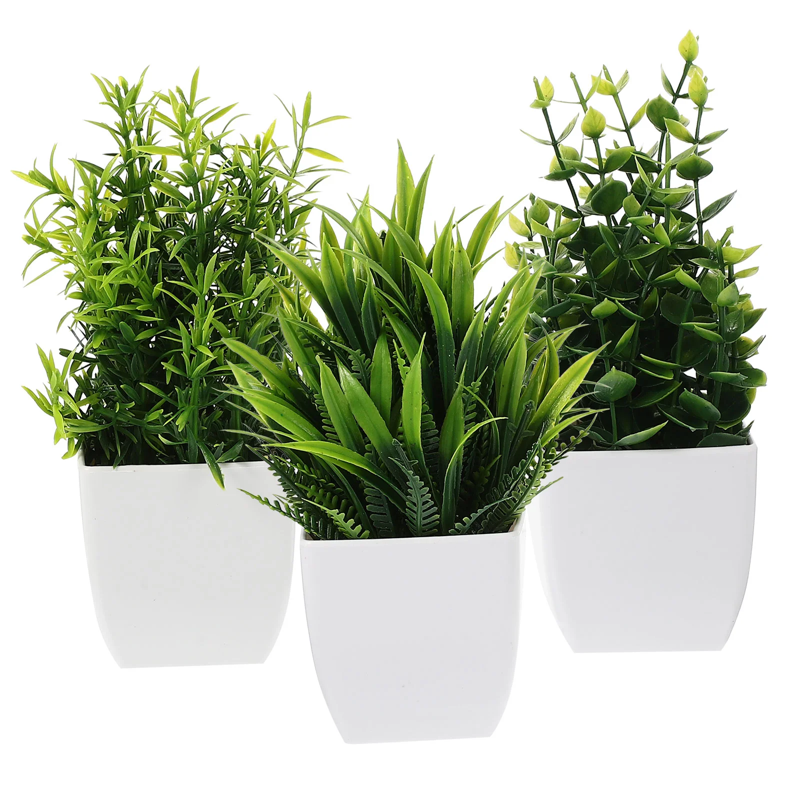 

3 Pcs Ornaments Simulated Potted Office Mini Succulent Plants Pots Faux Pp Fake Green Decors