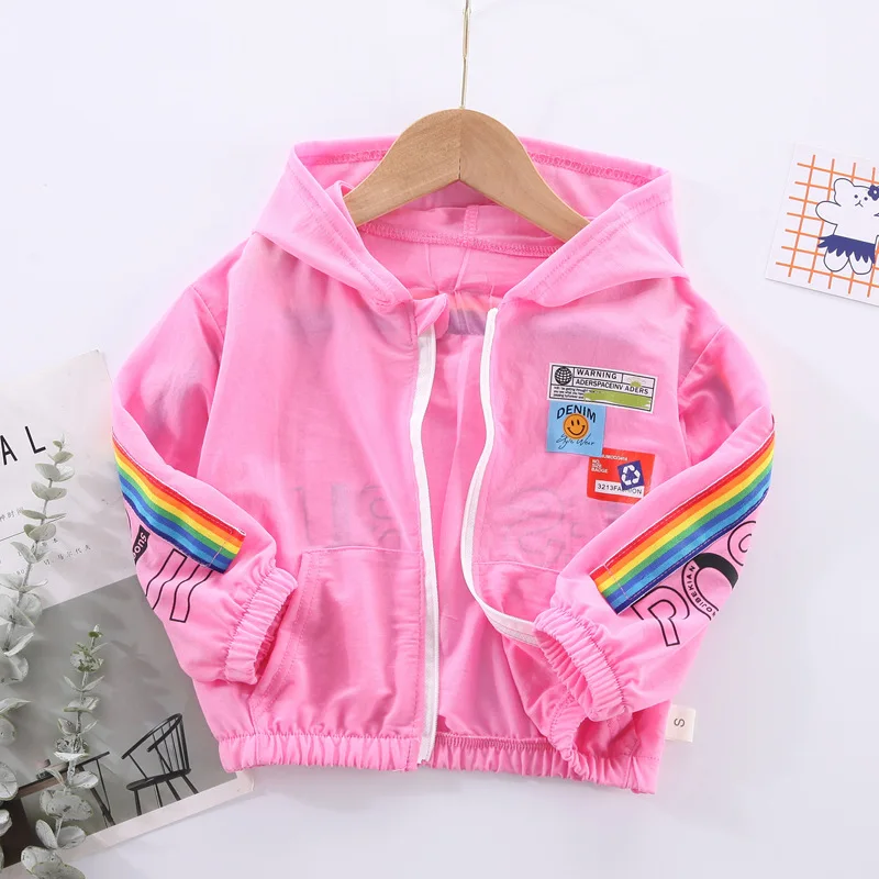 

Топ детский солнцезащитный в полоску, с капюшоном и надписью