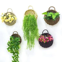 flower pot wall hanging wicker rattan basket garden vines potted plant stand four color options home decor