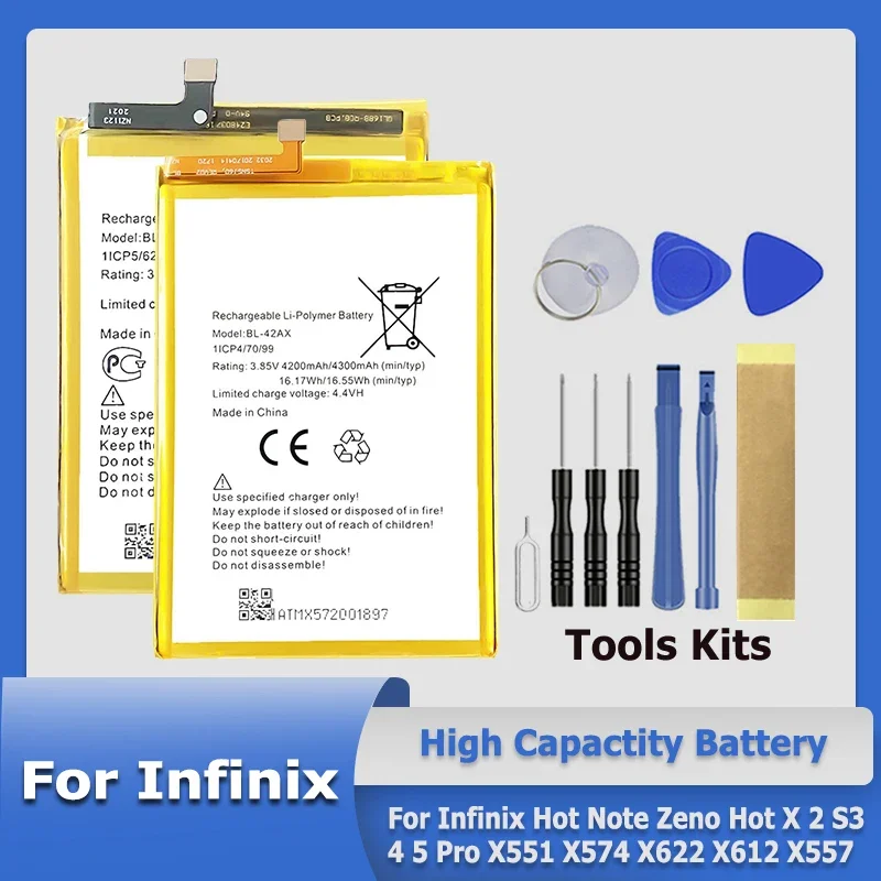 BL-40BX BL-43BX BL-39GX BL-43AX BL-49IX BL-39AX Аккумулятор для Infinix Hot Note Zeno X 2 S3 X551 X574 4 5 Pro X622 X612 X557