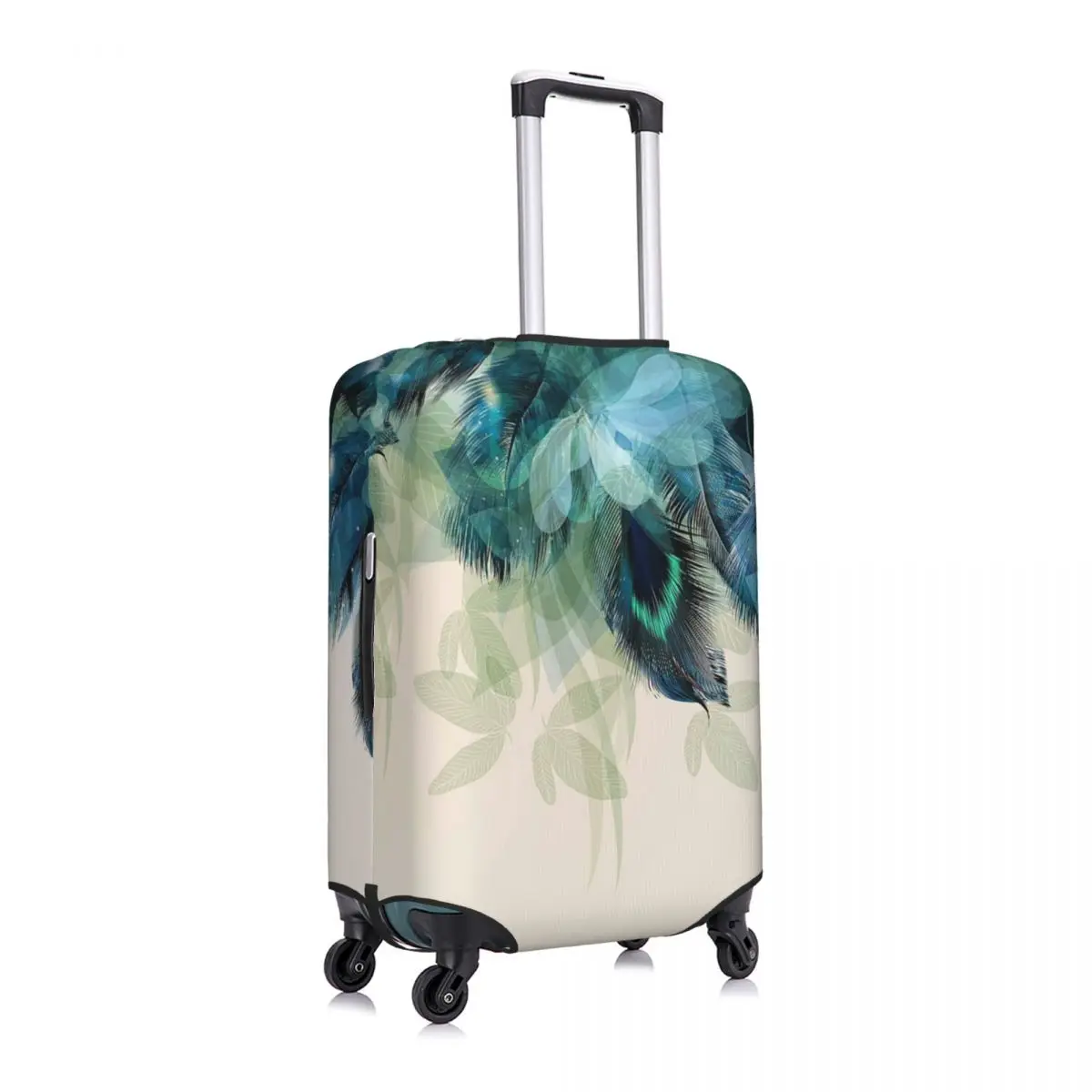 

Peacock Feather Luggage Cover Spandex Suitcase Protector Fits 19-21 Inch