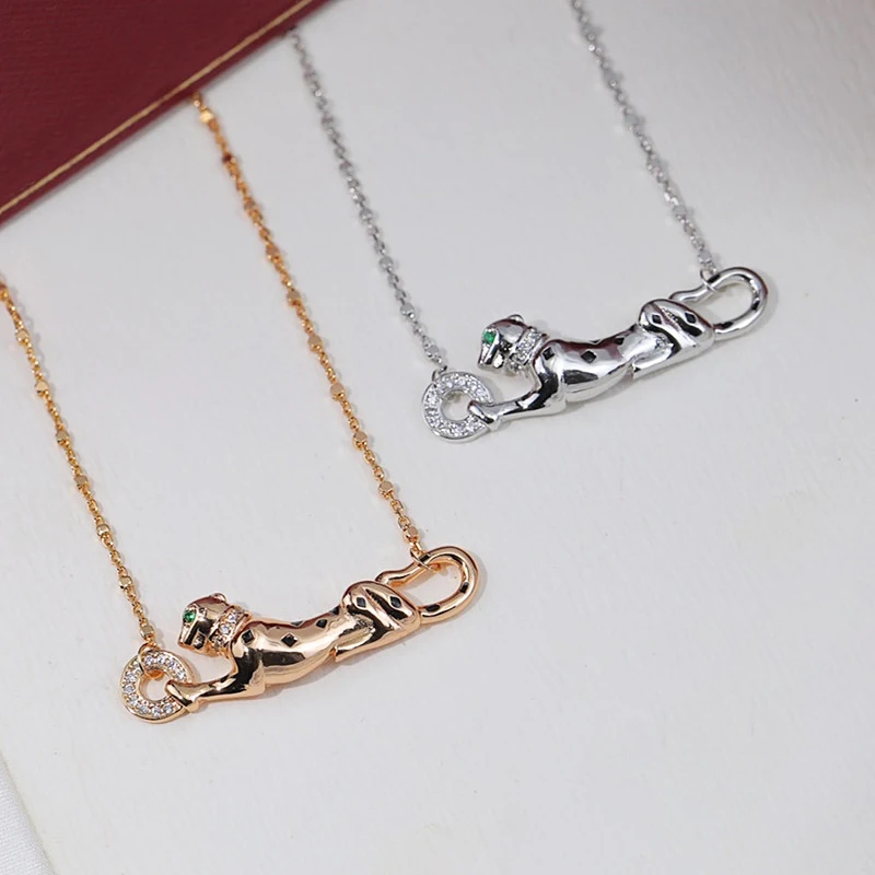 

2023 Fashion high-end luxury jewelry Classic Women's party gifts for couples brand 925 sterling Silver Spotted Leopard necklace