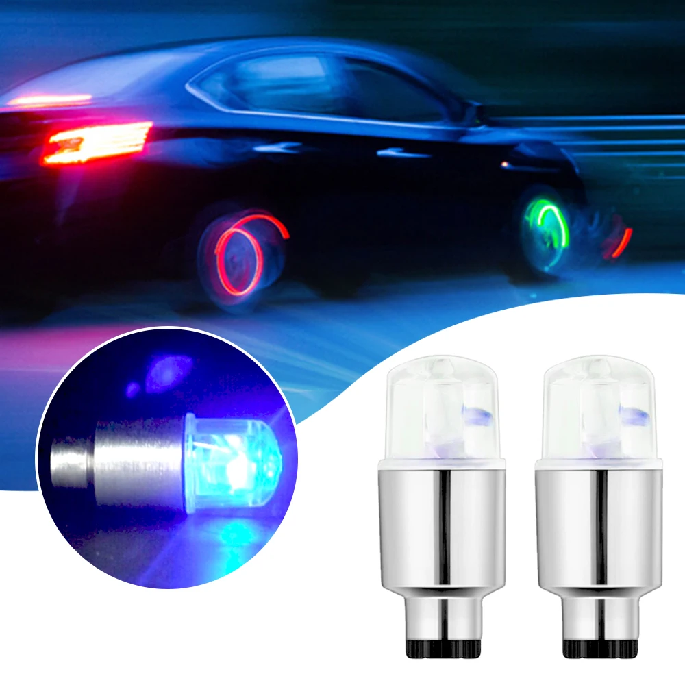 

2X Car Light Bike Universal Wheel Tire Tyre Flash Neon LED Auto Dust-proof Cap Spoke Auto Valve Stems Lamp Caps Accessories RGB