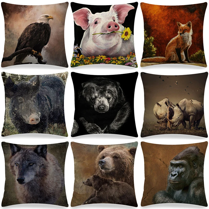 

Оригинальный чехол для диванной подушки с забавными дикими животными