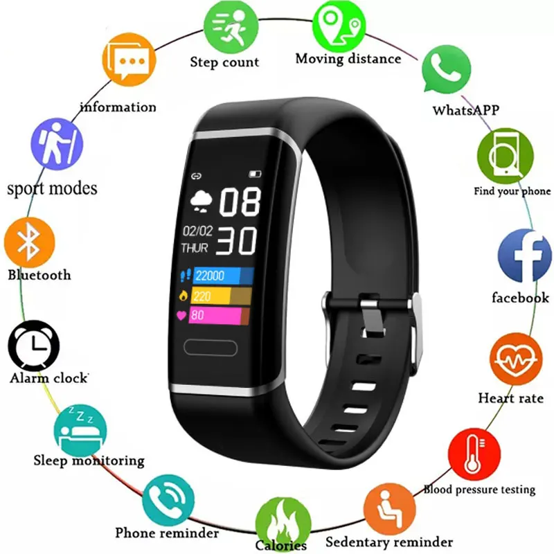 

CT6 Smart Breslet For Apple Huawei Xiaomi Waterproof Pressur Monitor Fitness Sports Bracelets Multifunctional Touch Screen