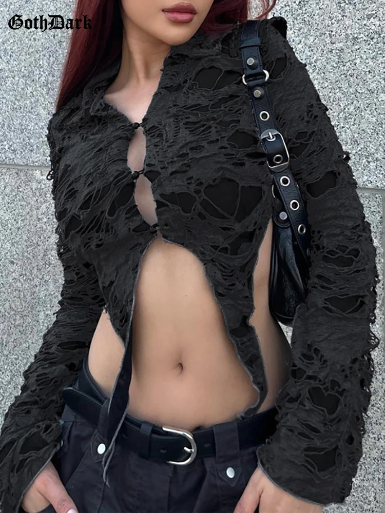 Женская блузка с длинным рукавом Goth Dark Ретро стиль Y2k винтажный Готический