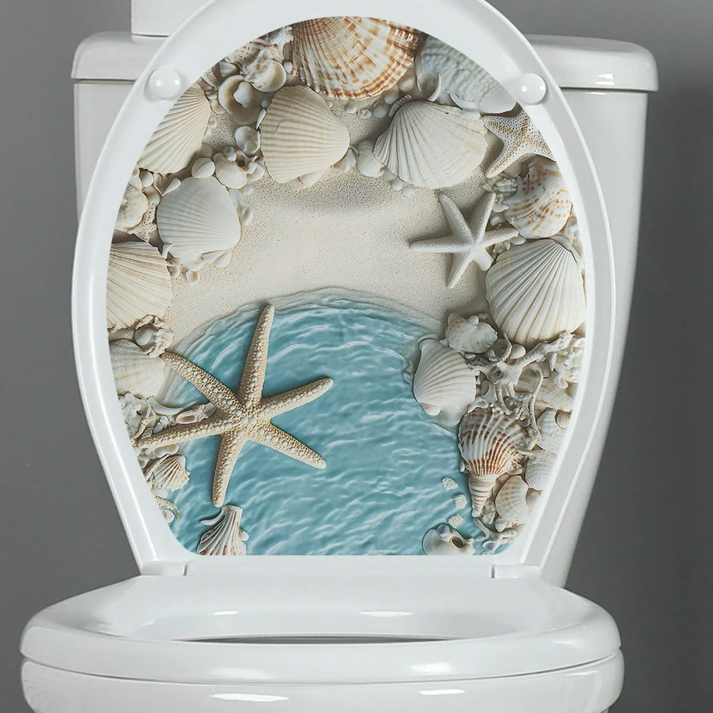 

1 шт., океанский дельфин, ракушка, наклейка для ванной комнаты, туалета, декоративная наклейка на стену, аксессуары для украшения комнаты