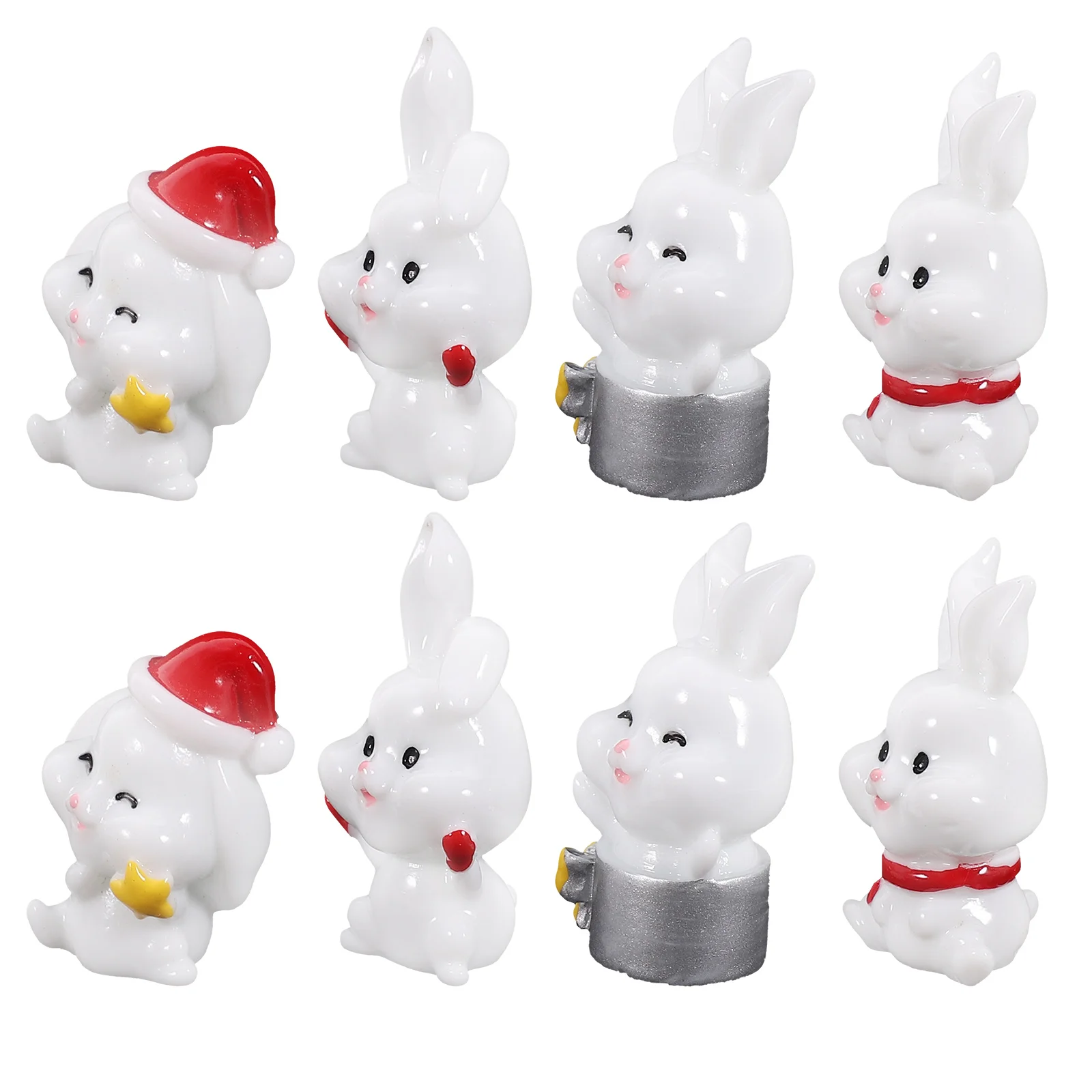

8 Pcs Mini Figure Resin Animal Statue Small Figurines Bulk Tiny Animals Figures Microlandscape Bunny Decor Miniature Realistic