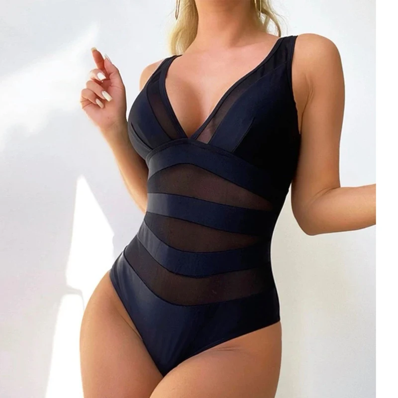 

Сексуальный сетчатый сплошной купальник Vikionfly, женский купальник 2022, бикини, женский купальник, купальный костюм для женщин, черный купальный костюм