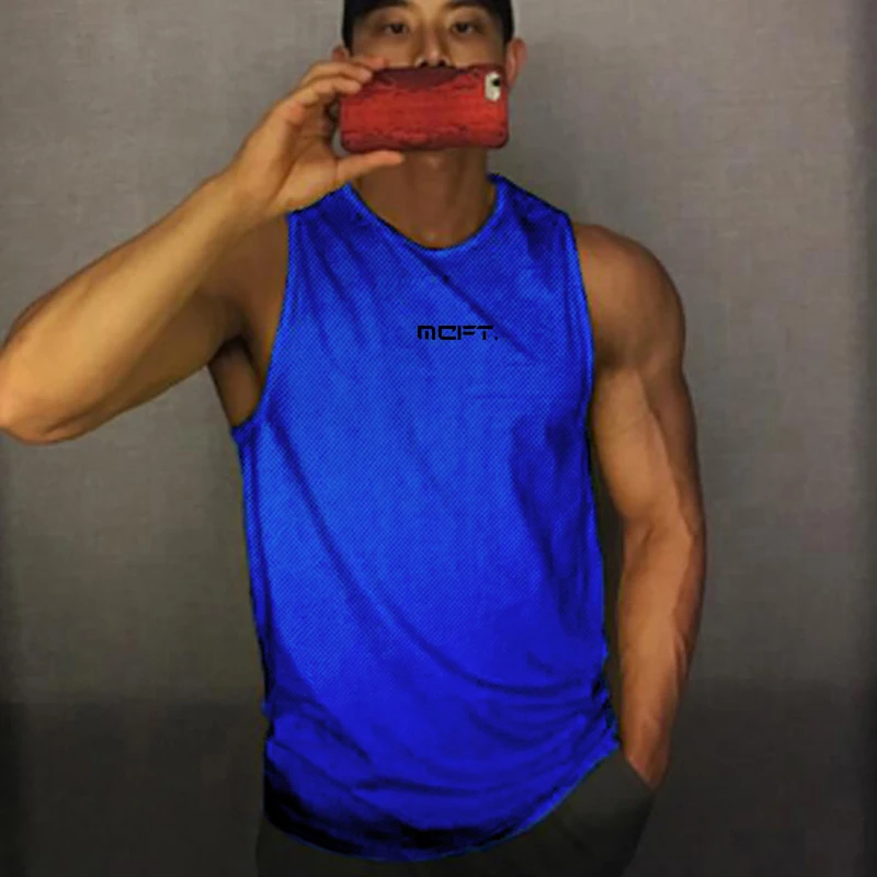 

Men's New Running Vest Men Bodybuilding Tank Tops Mesh Sleeveless T Shirt Summer Fitness Workout Casual Fashion Gym Clothing