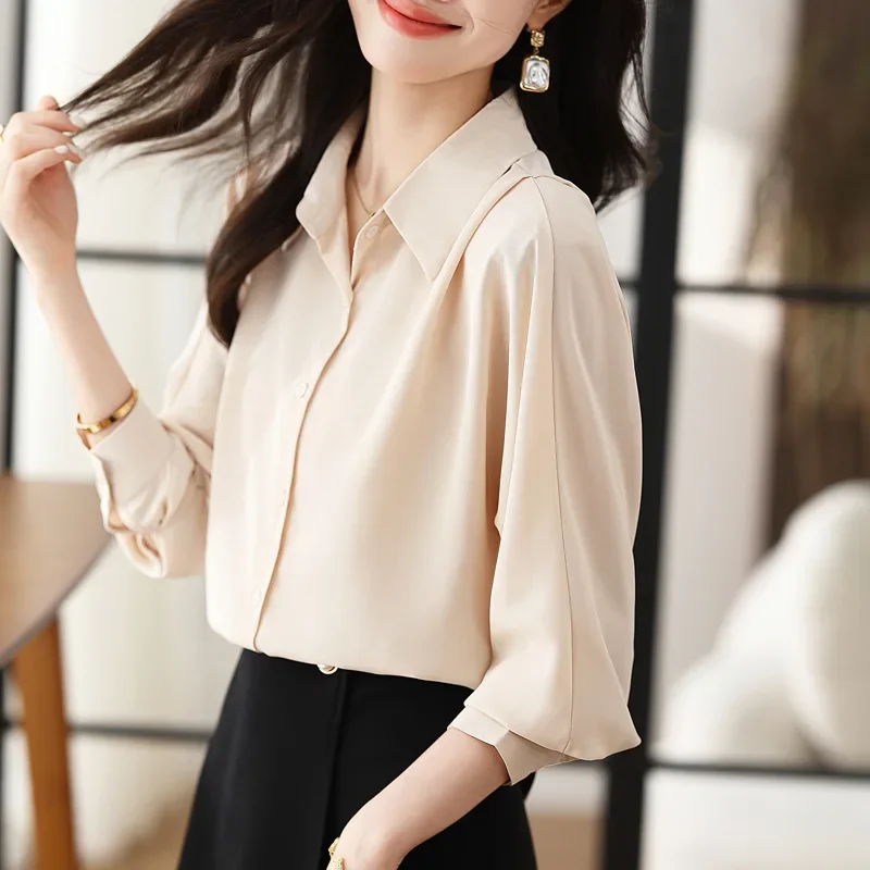 Новинка Осень 2023 шифоновая блузка топ свободного кроя Повседневная стильная