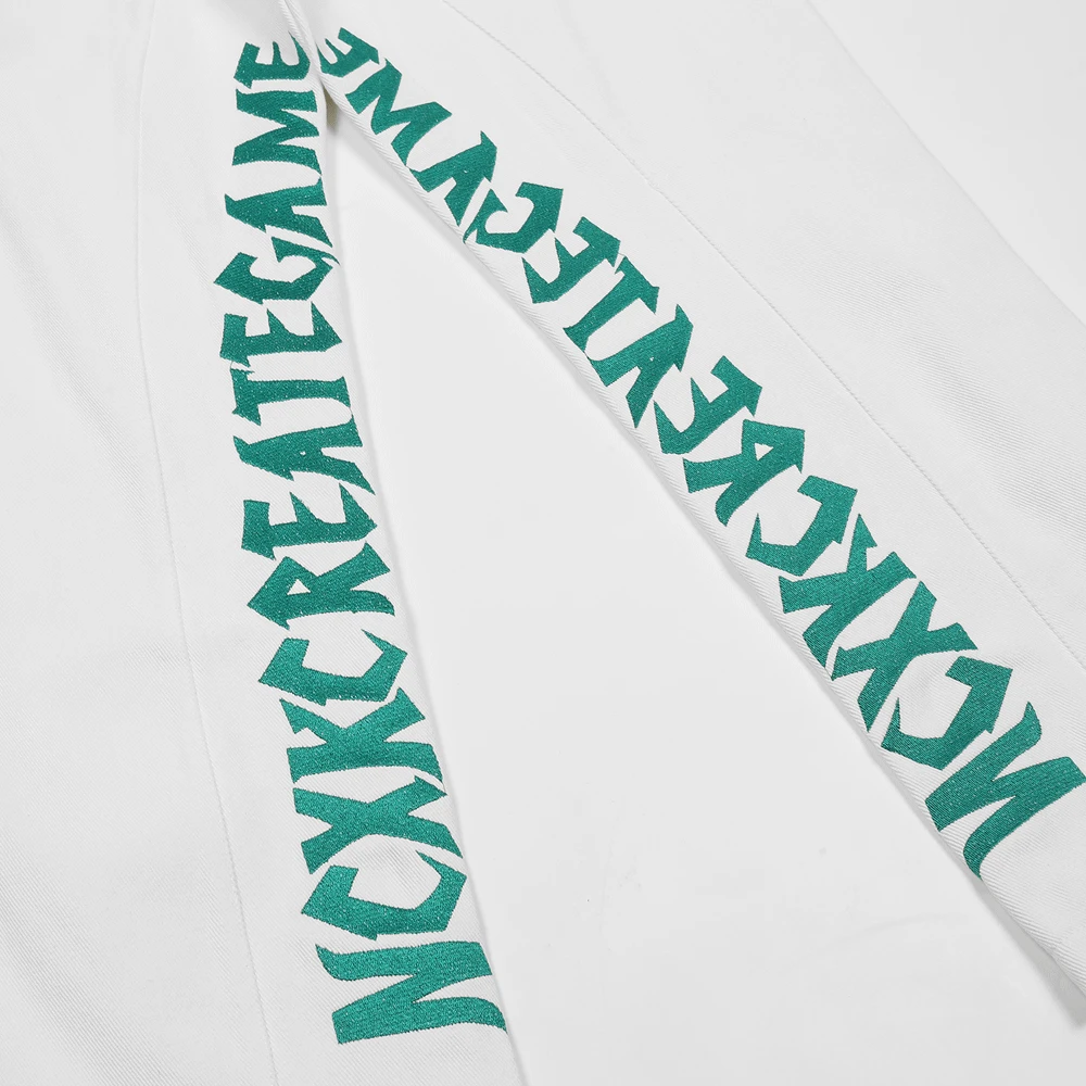 American Tide Brand Letter Embroidery Jeans Men's Street Trend Loose Straight Trousers Brand Casual Wide-leg Pants Baggy Jeans