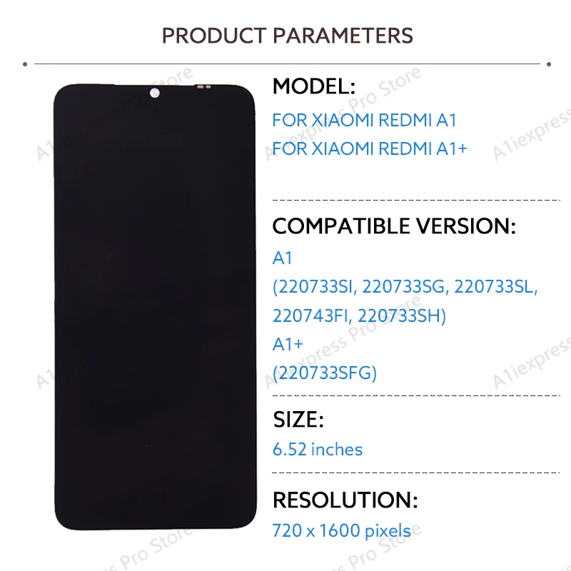 6 52-дюймовый IPS ЖК-дисплей для Xiaomi Redmi A1 + с дигитайзером сенсорного экрана в сборе