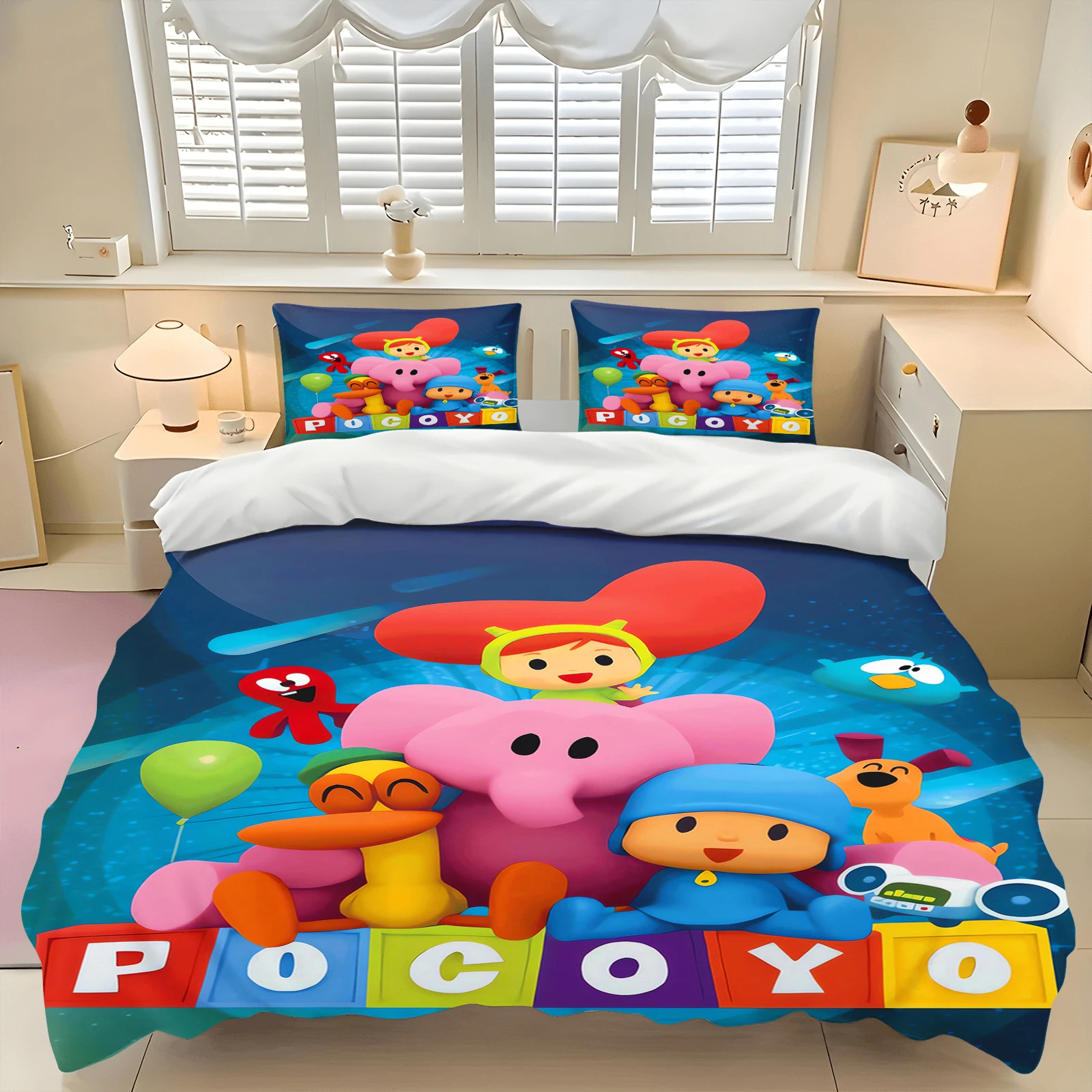 Фото Комплект постельного белья Pocoyo с 3D-принтом, мягкий дышащий пододеяльник на молнии для мальчиков и девочек, для детской комнаты №5