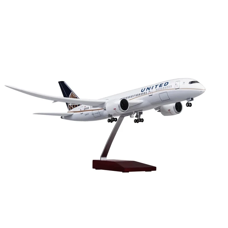 1:130 Литая под давлением модель 43 см United Airlines Boeing B787 Смола Airbus Самолет с подсветкой
