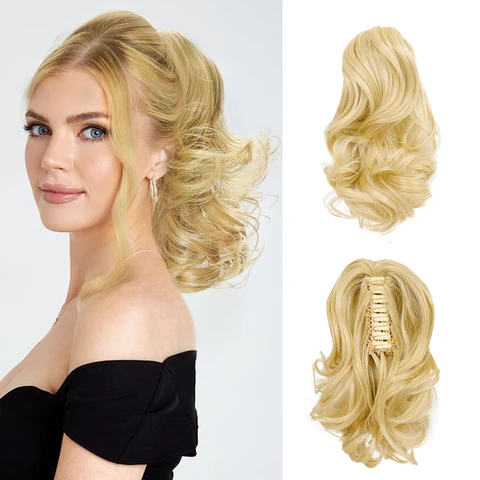 Синтетические волосы, короткие волнистые волосы для наращивания хвоста, 12 дюймов, зажим для волос на хвосте, синтетические волосы для наращивания хвоста для женщин