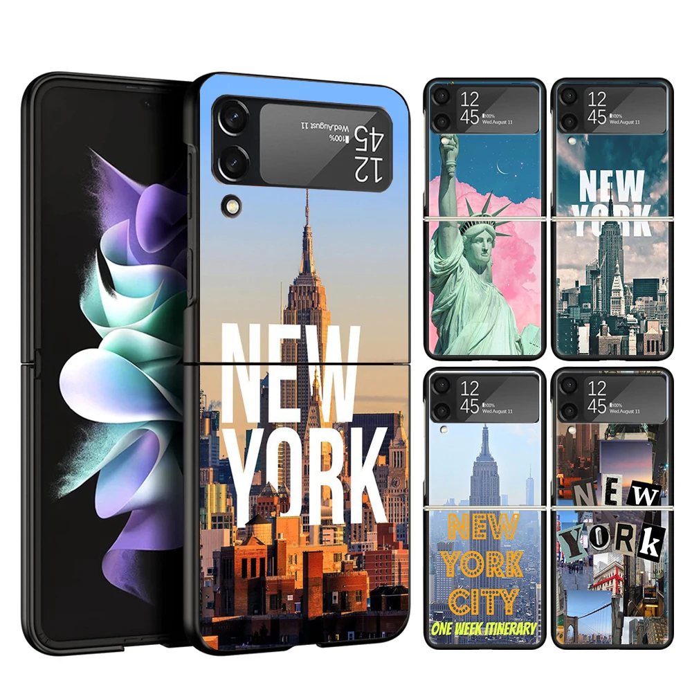 NYC чехол для телефона с изображением Нью-Йорка Samsung Galaxy Z Flip 6 5 4 3 5G ZFlip6 ZFlip5 ZFlip4 ZFlip3