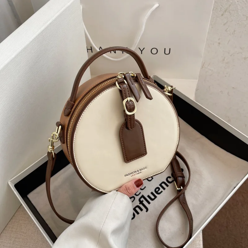 

Texture Fashion Worn Small Round Bag Female Spring 2022 The New Single Shoulder Bag Handbag Restoring Ancient Ways Is Popular