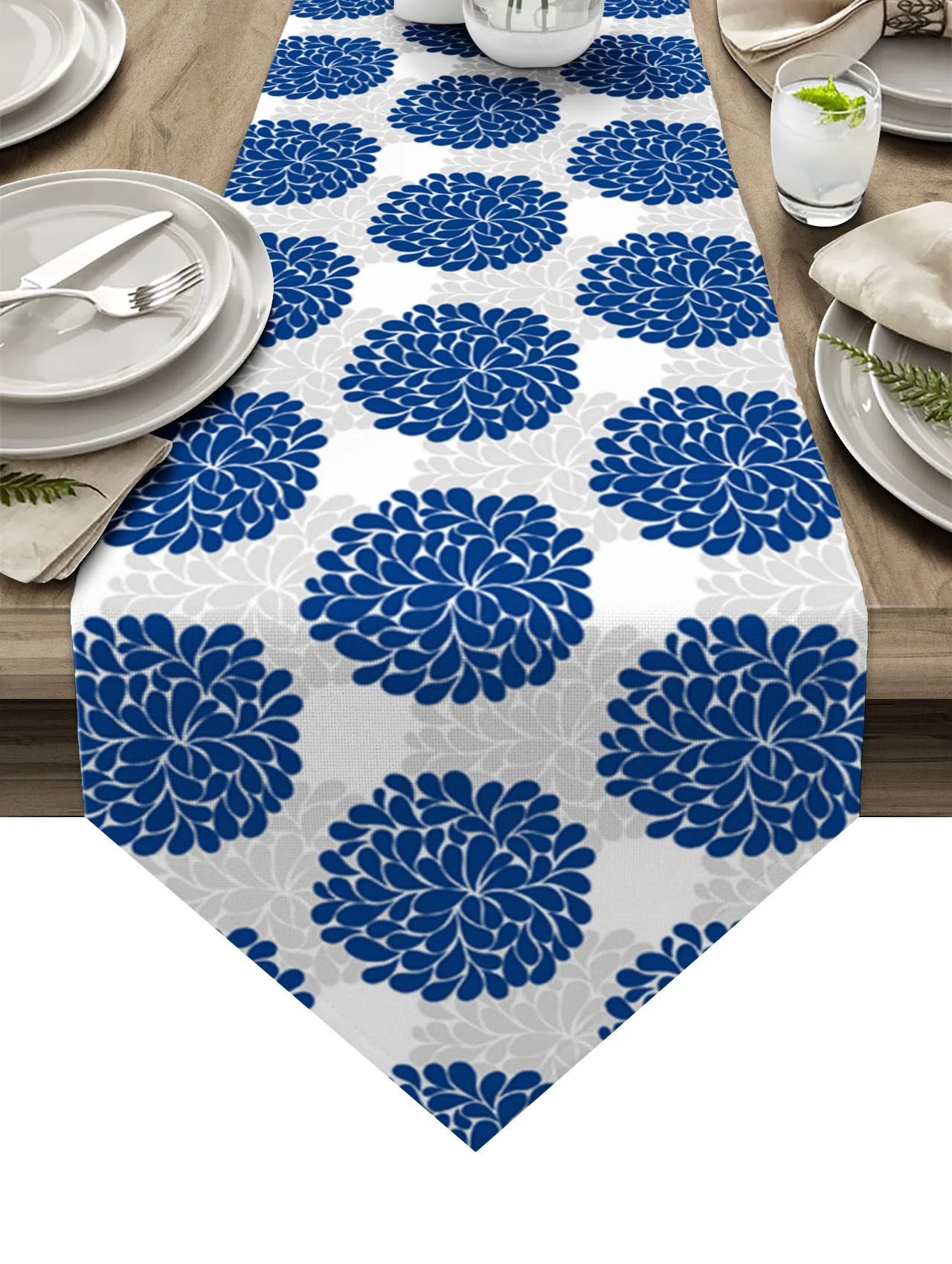 

Blue-gray Flower Hydrangea Coffee Table Decor Tablecloth Wedding Decoration Dinning Table Decoration Table Runner