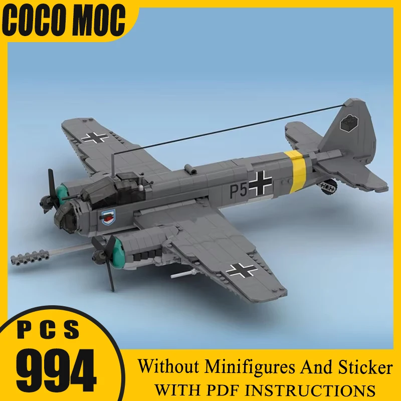 Модель военного самолета Junkers Ju 88 истребитель Moc строительные кирпичи технология