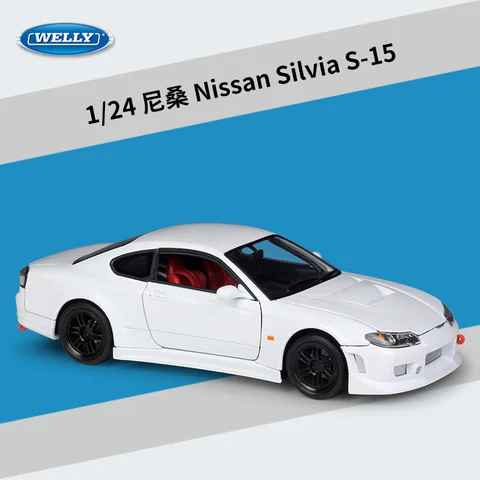 Welly 1/24 Nissan Silvia S15, модель спортивного автомобиля из сплава, литая под давлением металлическая модель гоночного автомобиля, коллекция высокой имитации, детская игрушка в подарок