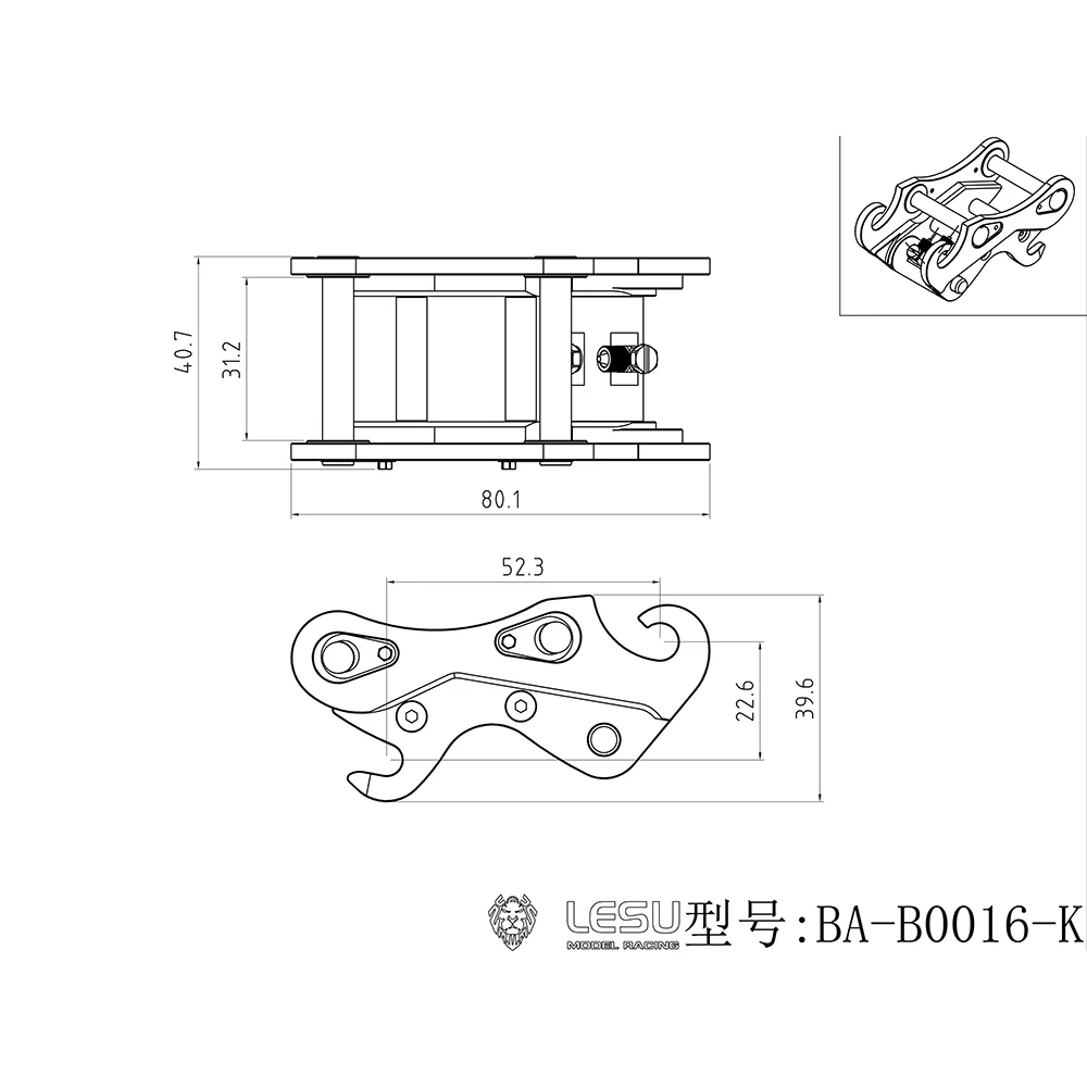 LESU Металлическая быстроразъемная муфта для 1/14 RC экскаватора LR945
