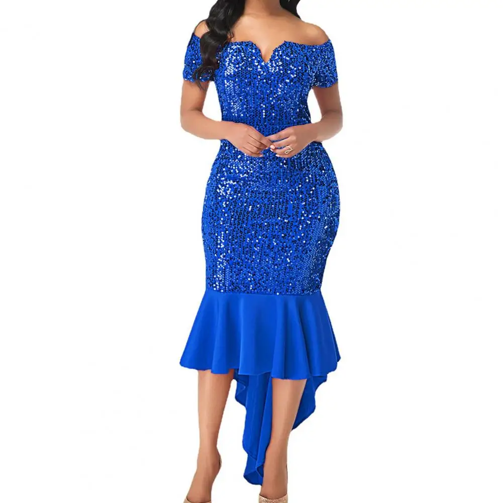

Evening Dress Popular Breathable Lady Strapless Sequins Evening Party Maxi Dress for Wedding Elegant Dress Gown Dress