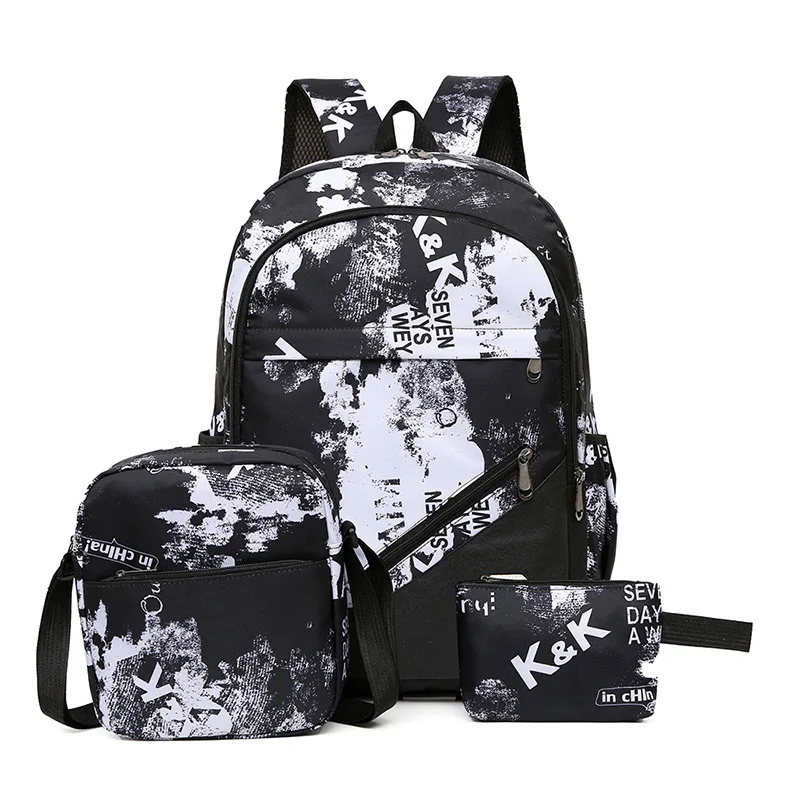 

3pcs/Set Men Travel Backpacks Camouflage Printing Shoulder Bag Backpack Canvas School bags for Teenage Boys Students mochila