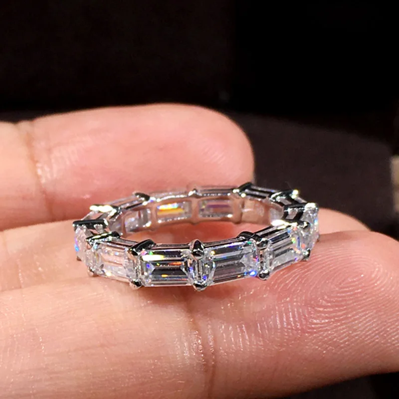 

Eternity Lab Diamond Ring 925 Sterling Silver Engagement Wedding Band Rings for Women Bridal Finger Promise Party Jewelry