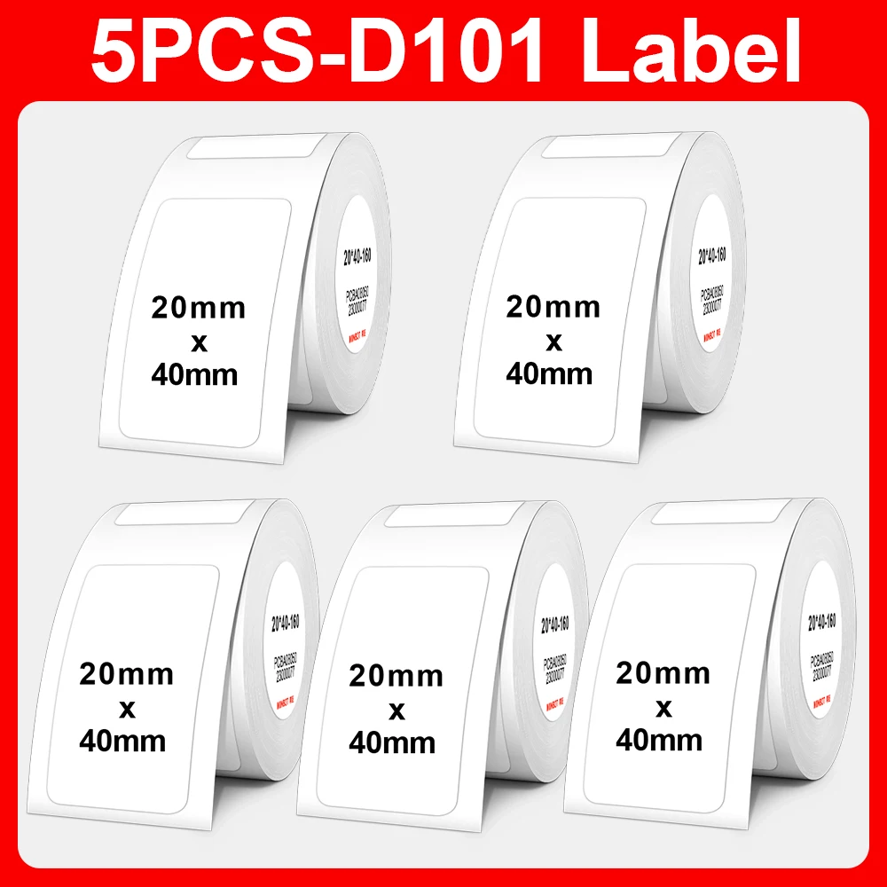 1/5PK Niimbot D101 белая этикетка 20*40 мм лента для маркировки водонепроницаемая