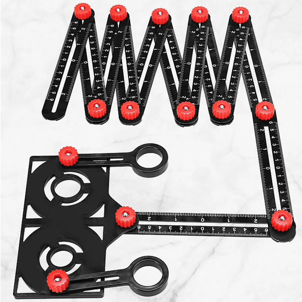 

6/9/12 Fold Aluminium Alloy Angle Ruler Finder Measuring Ruler Perforated Mold Template Tool Locator Drill Guide Tile Hole