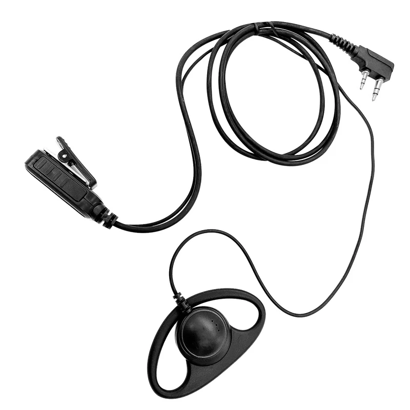 2 Pin D-shape Ear Hook Headset MIC PTT Mic Earpiece Earphone for Baofeng for Kenwood
