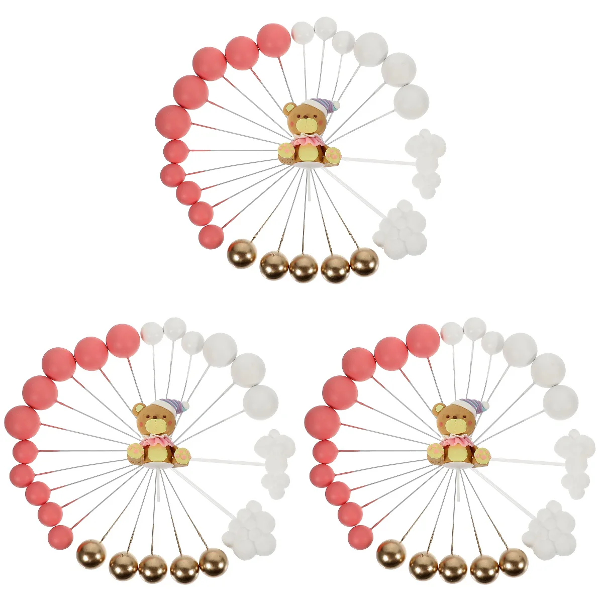 

3 Sets Cake Row Decorations Adornment The Clouds Bear Ornament Crafts Paper Wedding Adornments Baby Romantic