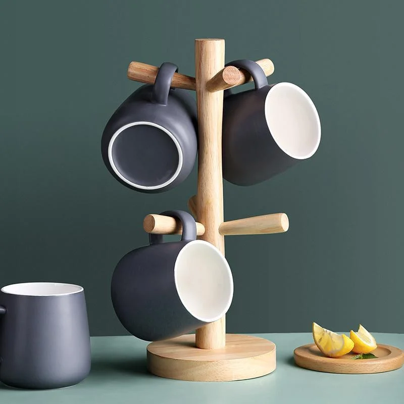 

Japanse Stijl Houten Zes-klauw Keuken Bekerhouder Creatieve Beuken Water Cup Afdruiprek Huishoudelijke Water Cup Mok Rack