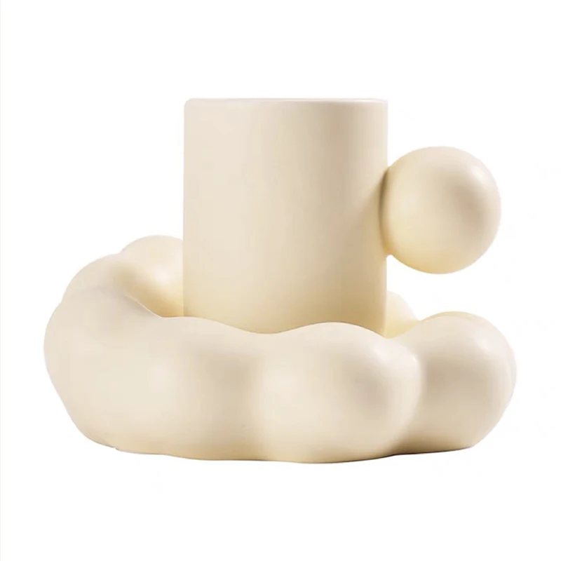 

Креативная кружка, кружка для кофе в форме облака, блюдца, розовые толстые керамические кружки, чашки для воды и молока, оригинальные чашки д...