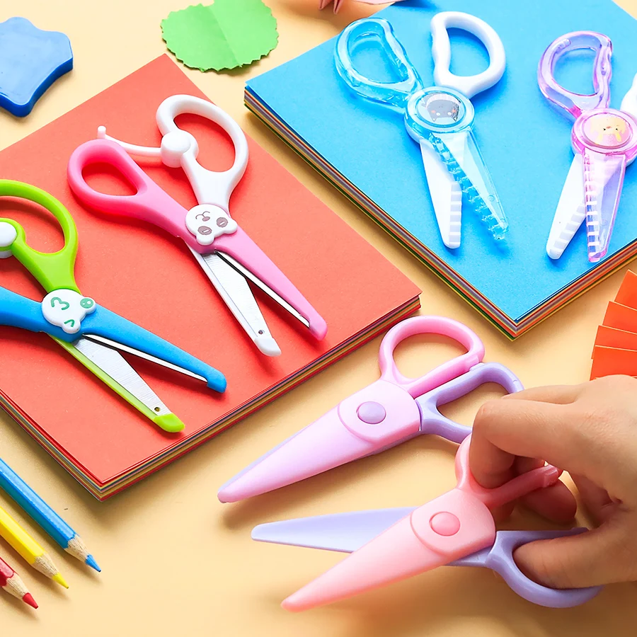 

Kids Cute Plastic Safety Scissors Paper Cutting Stationery Children DIY Craft Scissors School Supplies Preschool Kindergarten