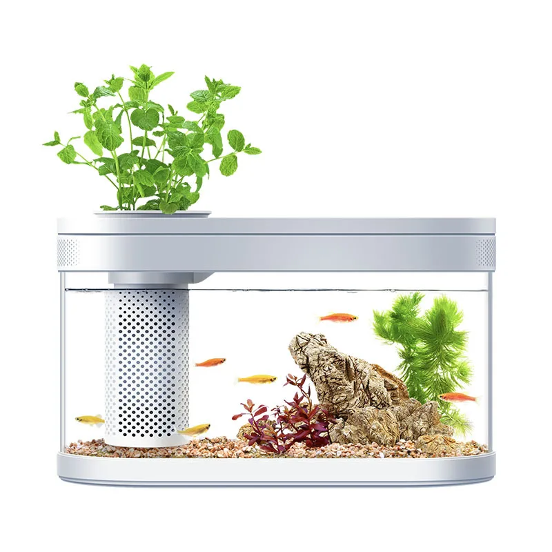 

Desktop Aquarium Mini Fish Tank Self Cleaning Multifunction Aquarium with Power Filter LED Lighting Room Decor pecera
