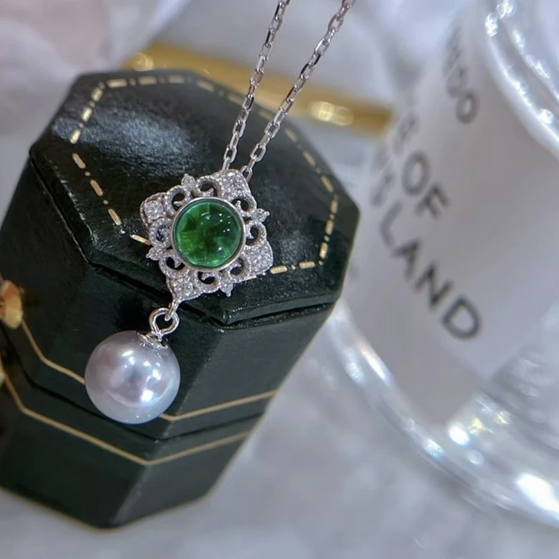 Ожерелье из серебра 100% пробы 7-8 мм с жемчугом