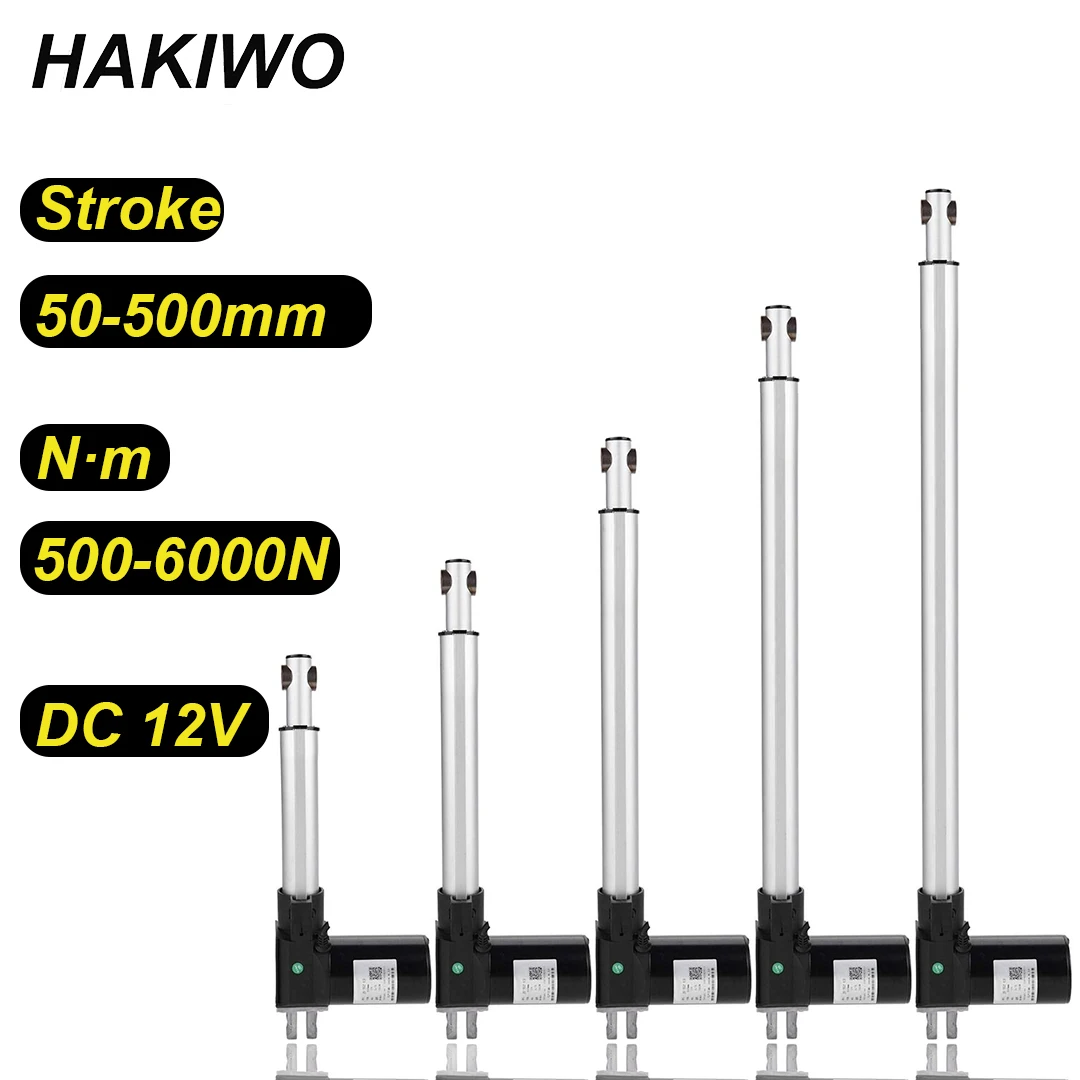

Линейный привод HAKIWO, 12 В, 200 Н, 50 мм, 300 мм, 400 мм, 500 мм, мм, линейный двигатель с ходом 5 мм/с, линейный двигатель