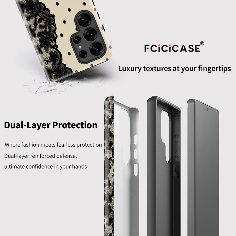Фото Чехол Fcicicase S26 Edge Circular Dots Lace для Samsung Galaxy S23 Ultra A26 A36 A56 S24+ S25 Plus S20 FE, противоударный, с защитой от царапин №3